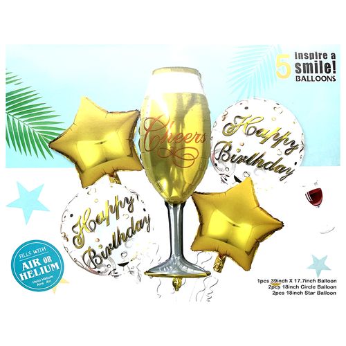 Wine Beer Champagne Foil Balloon Set