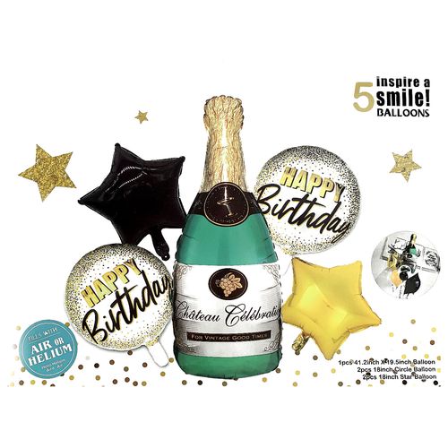 Wine Beer Champagne Foil Balloon Set