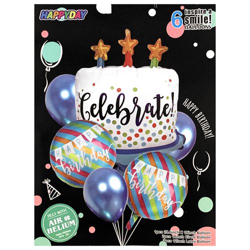 HB Cake Foil Balloon set (6pcs) Birthday