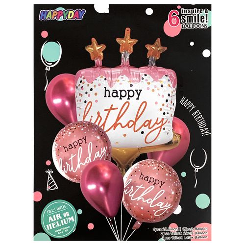 HB Cake Foil Balloon set (6pcs) Birthday