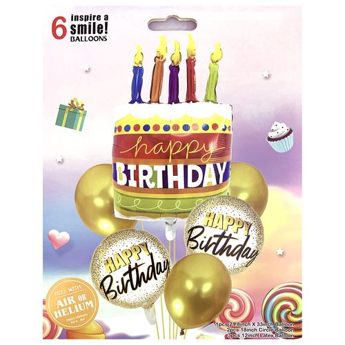 HB Cake Foil Balloon set (6pcs) Birthday