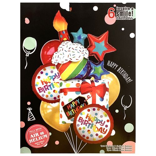 HB Cake Foil Balloon set (6pcs) Birthday