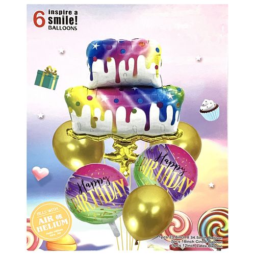 HB Cake Foil Balloon set (6pcs) Birthday