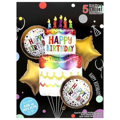 HB Cake Foil Balloon set (6pcs) Birthday