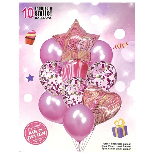 Star Heart Marble Balloon Set