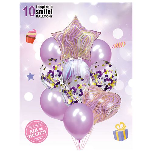 Star Heart Marble Balloon Set