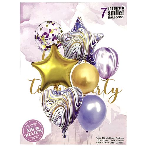 Star Heart Marble Balloon Set