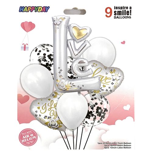 Girly Flower Love Valentines Foil Balloon Set