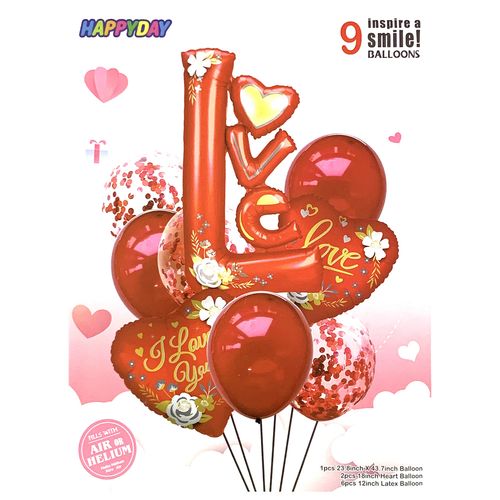 Girly Flower Love Valentines Foil Balloon Set