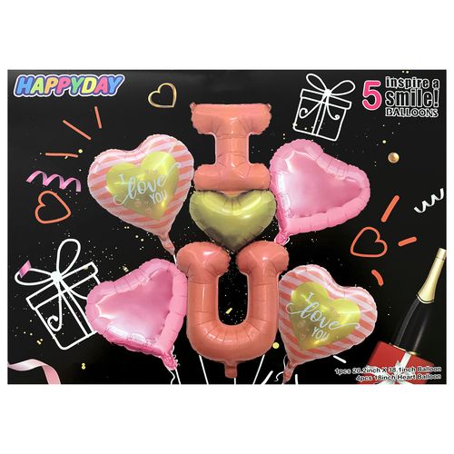 Girly Flower Love Valentines Foil Balloon Set