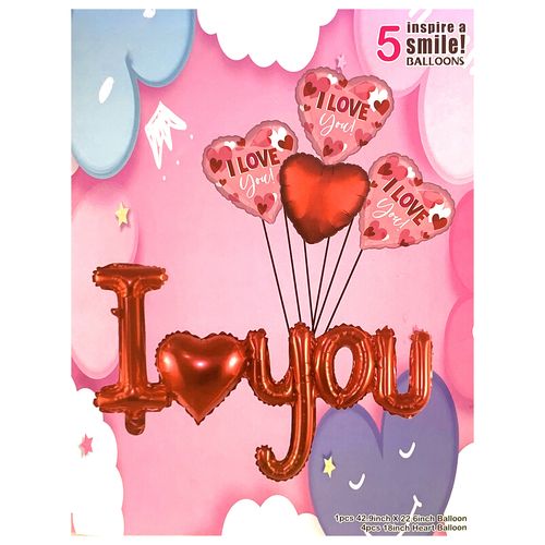 Girly Flower Love Valentines Foil Balloon Set