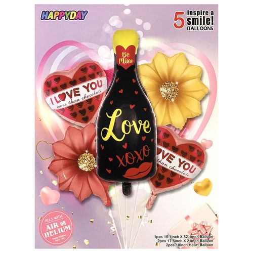 Girly Flower Love Valentines Foil Balloon Set