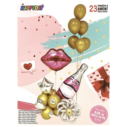 Girly Flower Love Valentines Foil Balloon Set