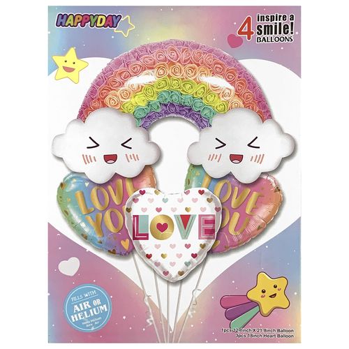 Girly Flower Love Valentines Foil Balloon Set