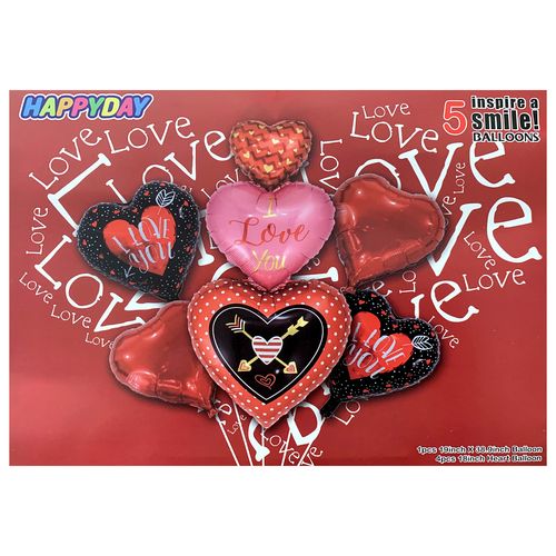 Girly Flower Love Valentines Foil Balloon Set