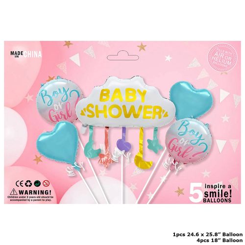 Baby Boy or Baby Girl Foil Balloon Set