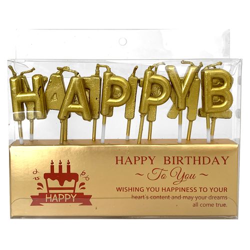 Happy Birthday Metallic Letter Candle