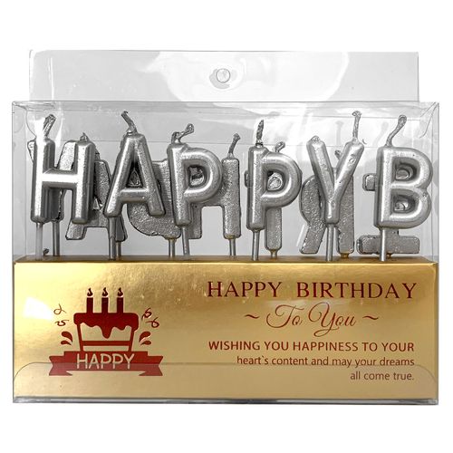 Happy Birthday Metallic Letter Candle