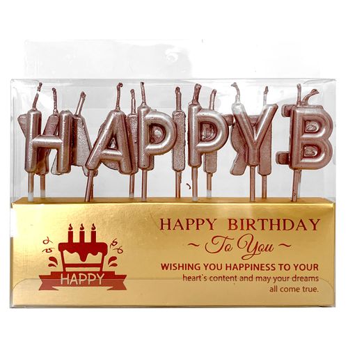 Happy Birthday Metallic Letter Candle