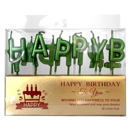 Happy Birthday Metallic Letter Candle