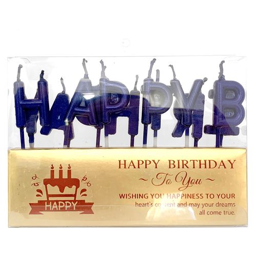 Happy Birthday Metallic Letter Candle