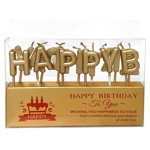 Happy Birthday Metallic Letter Candle