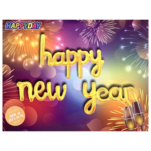 Happy New Year Linked Cursive Foil Letter Set 14inch