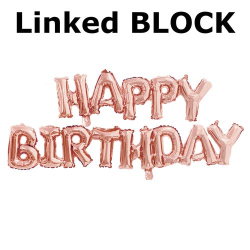 Happy Birthday Linked BLOCK Letters Foil Balloon Set