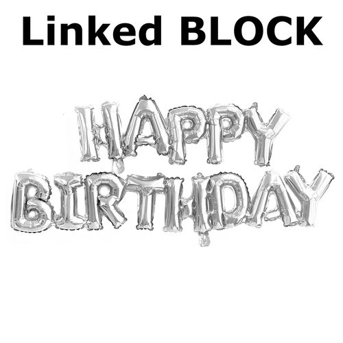 Happy Birthday Linked BLOCK Letters Foil Balloon Set
