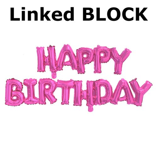 Happy Birthday Linked BLOCK Letters Foil Balloon Set