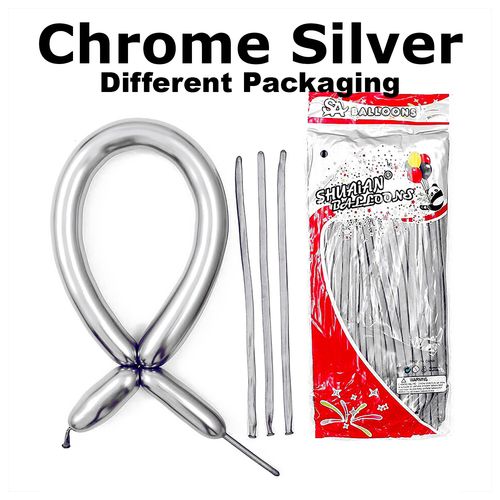 REPACKED 10pcs Long Chrome Balloons 1.8g