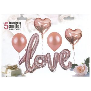 Love Heart Rose Gold Set Balloon 5 pcs
