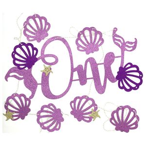 One Mermaid Glitter Banner