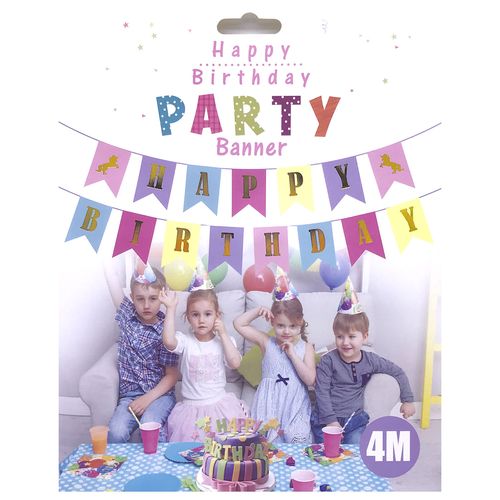 Happy Birthday Macaron Unicorn Banner