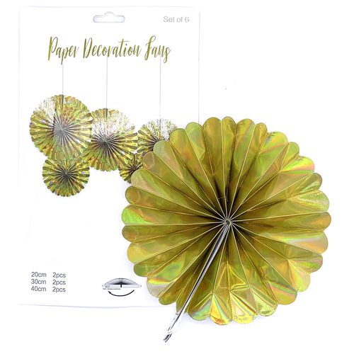 Hologram Paper Fan 6pcs