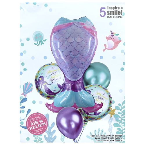 Mermaid Foil Balloon Set 5pcs