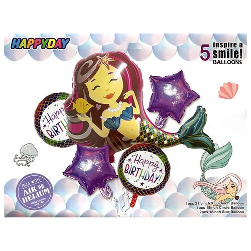 Mermaid Foil Balloon Set 5pcs