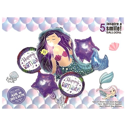 Mermaid Foil Balloon Set 5pcs