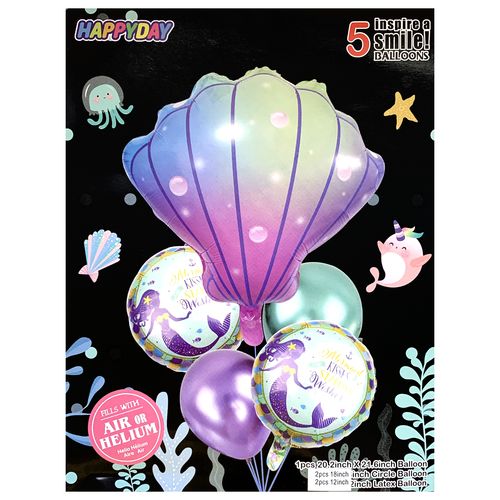 Mermaid Foil Balloon Set 5pcs