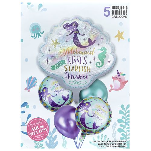 Mermaid Foil Balloon Set 5pcs