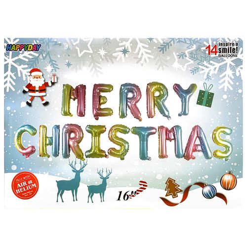 Merry Christmas Letter Foil Balloon Set 16 inches