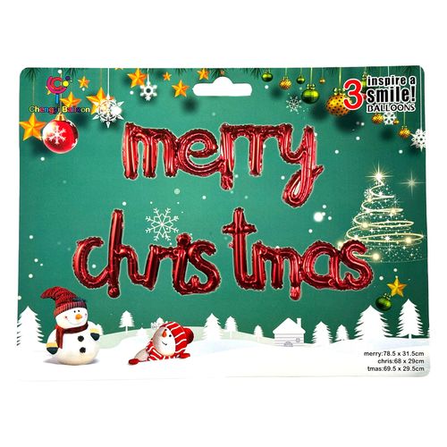 Merry Christmas Letter Foil Balloon Set 16 inches