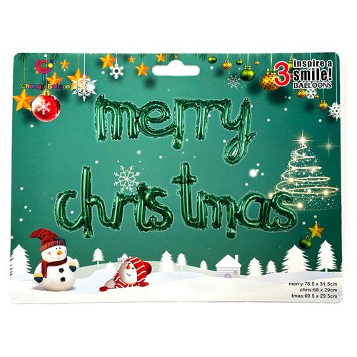 Merry Christmas Letter Foil Balloon Set 16 inches