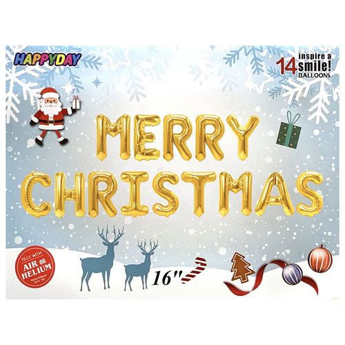 Merry Christmas Letter Foil Balloon Set 16 inches