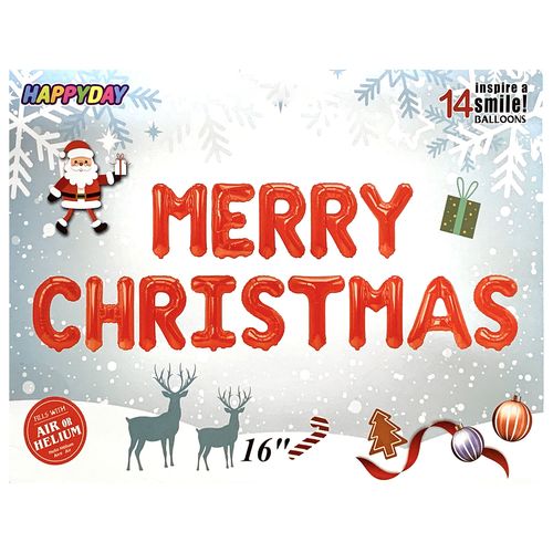 Merry Christmas Letter Foil Balloon Set 16 inches