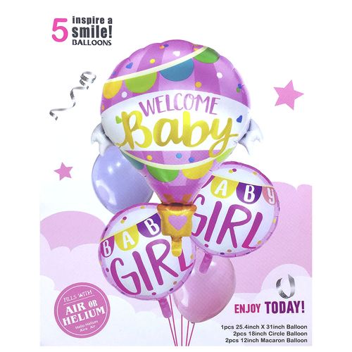 Welcome Baby Hot Air 5pcs Balloon Set